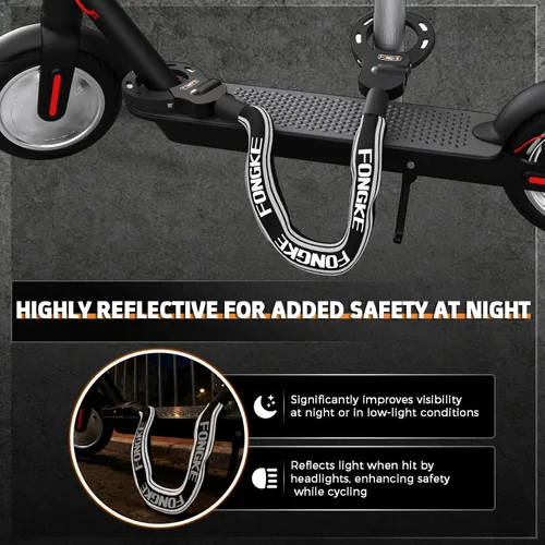 Vista 4 de Candado para patinete antirrobo, cerraduras de bicicleta de alta resistencia con bolsa impermeable, candado de cadena de bicicleta de 92cm