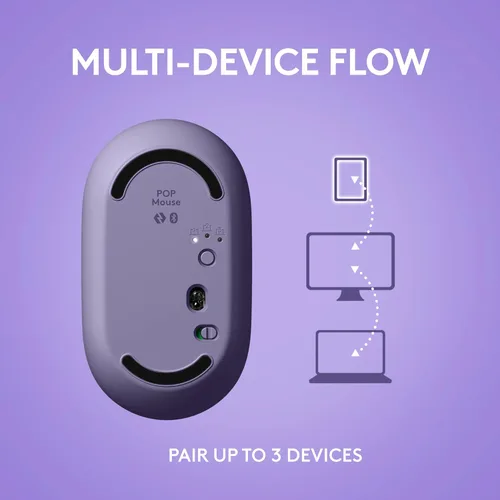 Vista 8 de Logitech POP Mouse, ratón inalámbrico con emojis personalizables, tecnología SilentTouch, desplazamiento de precisión/velocidad, diseño compacto
