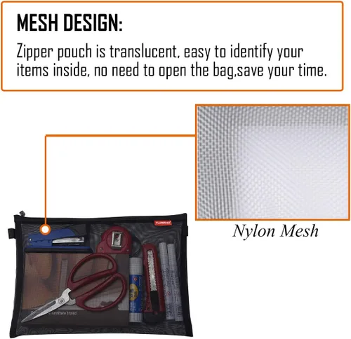 Vista 3 de Calculadora de escritorio y paquete de 5 bolsas de malla con cremallera, batería de 12 dígitos, pantalla LCD con energía solar, calculadora de botón