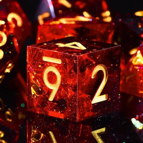 AUSTOR Juego de dados DND de 7 dados hechos a mano, dados poliédricos de borde afilado para juegos de mesa de mazmorras y dragones RPG MTG (Rojo