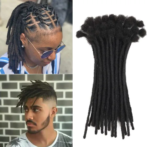 Vista 21 de Extensiones de cabello humano Loc de 0.2cm de ancho, 4 pulgadas, 10 hebras, extensiones de rastas de cabello humano 100% hechas a mano, permanentes
