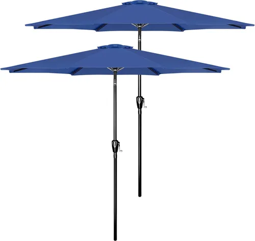 Vista 12 de Simple Deluxe Sombrilla de patio al aire libre, protección UV, con botón de inclinación/manivela y 8 varillas resistentes, para mesa, jardín