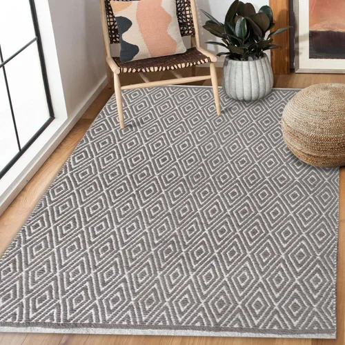 Vista 7 de Chardin home Alfombra de pasillo 100% algodón con diamantes de 2 x 5 pulgadas, totalmente reversible, lavable a máquina, blanco y negro