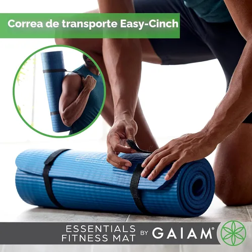 Vista 4 de Gaiam Yoga Mat, Pilates & Exercise Mat, Thick 2/5" (10mm) Workout Mat with Easy-Cinch Carrying Strap for Home & Gym Workouts