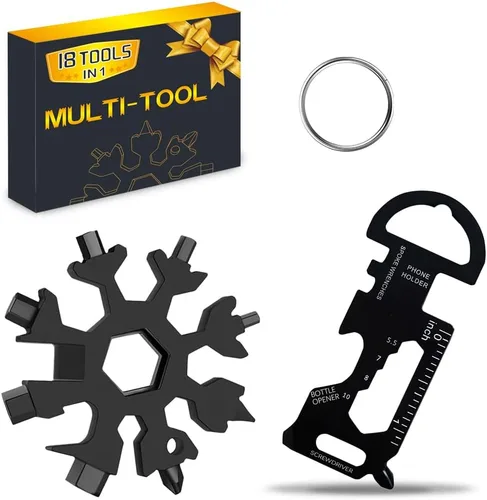 Vista 9 de Regalos de Navidad multiherramienta 18 en 1 con copos de nieve para hombres, paquete de 2 herramientas múltiples para papá de hija hijo, regalos