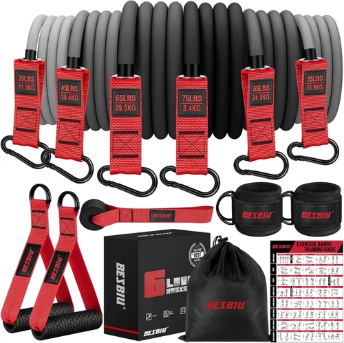 Vista 13 de Heavy Resistance Bands for Working Out, 300lbs/360lb/420lb Exercise Bands Workout Bands with Handles, Door Anchor, Ankle Straps, Home Gym Workout
