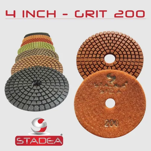 Vista 4 de STADEA Grit 50 4" Diamond Pulir Pads Premium Grado Mojado Flexible 3 MM Alto