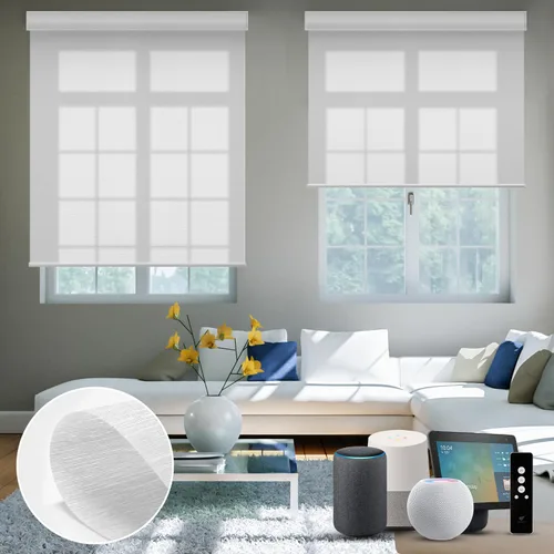 Vista 84 de SmartWings Persianas Motorizadas con Sombras para Ventana Control Remoto Funciona con Thread Apple Homekit Z-Wave Alexa 100% Blackout de Doble Cara