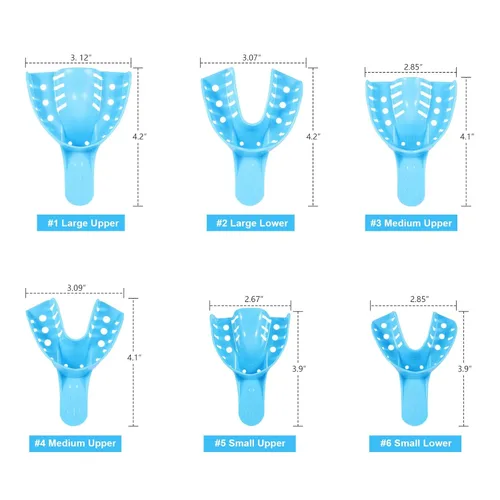Vista 7 de JMU Bandeja de impresión dental,Bolsa de 12 bandejas desechables perforadas,1 superior grande