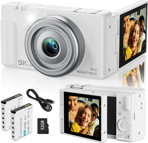 Vista 10 de Cámara digital True 5K para fotografía, enfoque automático de 80 MP con zoom digital de 18X de 3 pulgadas, pantalla abatible de 270°, cámara selfie