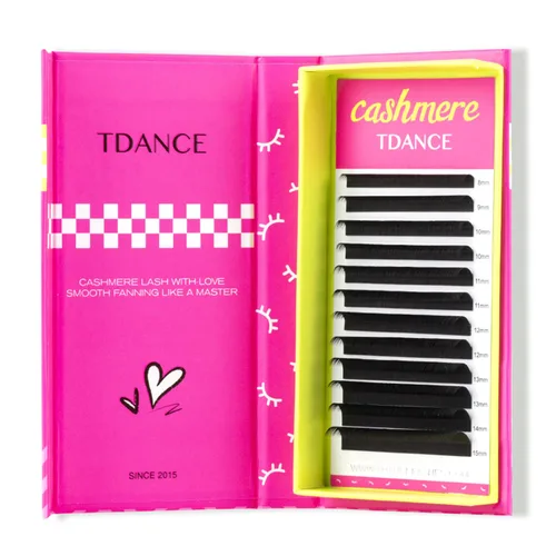 Vista 22 de TDANCE Extensiones de Pestañas de Cachemira Negro Súper Mate Extensiones de Pestañas de Volumen 0.03mm de Grosor Rizo B Extensiones de Pestañas