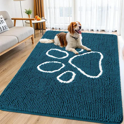 Vista 27 de Smiry Tapete para puerta de perro para patas fangosas, absorbente que atrapa la suciedad, antideslizante, de secado rápido, lavable, tapete
