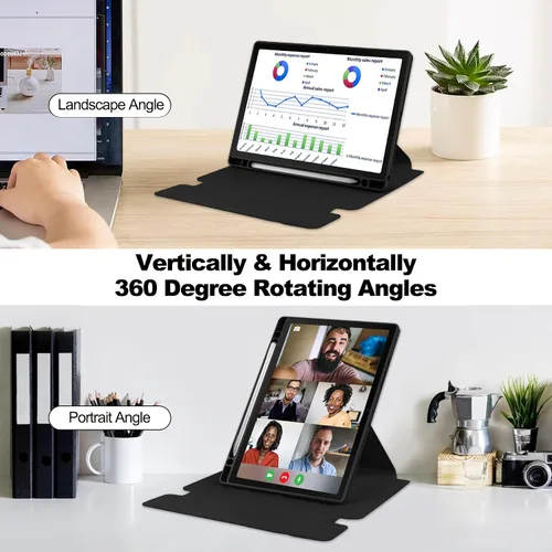 Vista 3 de kaidisen Funda con teclado giratorio 360° para Galaxy Tab S6 Lite de 10.4 pulgadas, soporte vertical, teclado magnético desmontable, funda Azul/claro