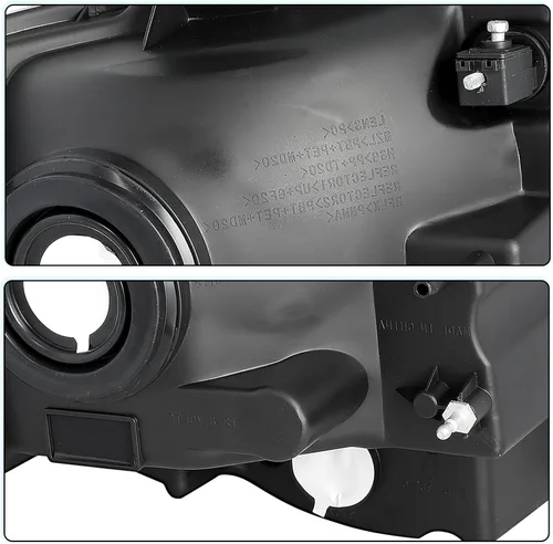 Vista 5 de Juego de conjunto de faros con bombillas para Ford Expedition 2007-2014, lado del conductor y del pasajero (carcasa negra con reflector ámbar)