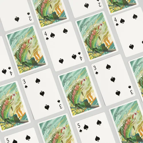 Vista 4 de Lantern Press Oregon, Fishing, Underwater Trout, 52 Playing Cards for Adults, Poker Size Card Deck