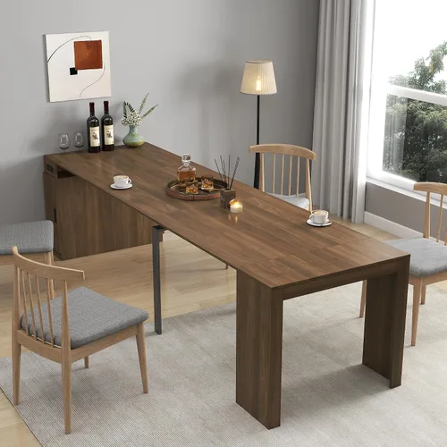 Vista 17 de WILLIAMSPACE Mesa de comedor extensible de madera de 106 pulgadas para 8 a 12, mesa de cocina rectangular rústica de campo, mesa de comedor grande