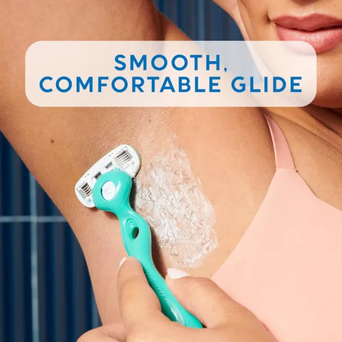 Vista 7 de Schick Hydro Silk Sensitive - Recambios de cuchillas de afeitar para mujer, 4 unidades, maquinillas de afeitar de 5 cuchillas para piel sensible