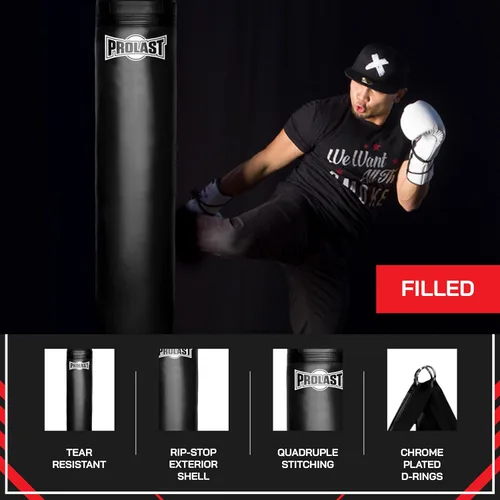 Vista 3 de PROLAST Heavy Punching Kicking Bag for Adults, Boxing, MMA, Martial Arts, Muay Thai, Strength Training Equipment, 5ft, 100 lbs, Classic Logo