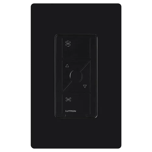 Vista 2 de Lutron Caseta Interruptor inteligente de control de velocidad de ventilador (se requiere Smart Hub Lutron), unipolar, PD-FSQN-BL, negro