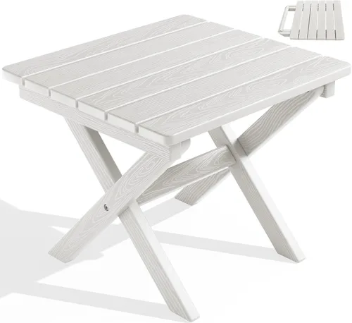 Vista 45 de SERWALL Mesa plegable portátil Adirondack para exteriores, material de HDPE, no requiere montaje, resistente a la intemperie, capacidad de 110