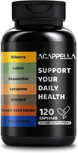 ACAPPELLA Suplementos de luteína y zeaxantina con cápsula de extracto de semilla de uva y cápsula de extracto de semilla de uva Cápsulas de