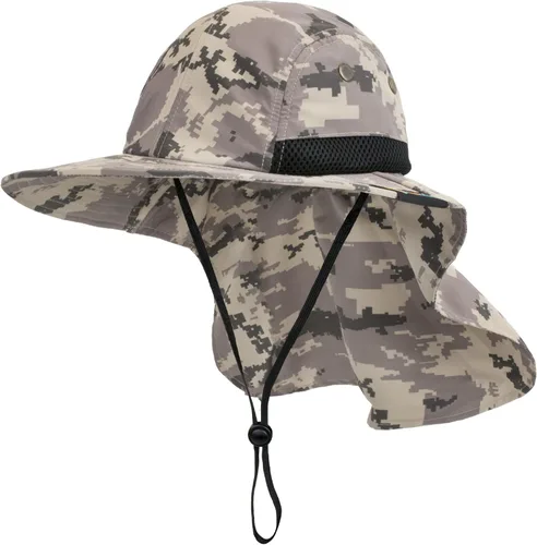 Vista 15 de SUN CUBE Sombrero de sol para hombre, sombrero de pesca de ala ancha, cubierta de solapa para el cuello, para hombres, mujeres, senderismo, camping