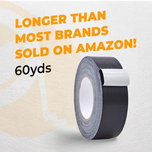 Vista 5 de WOD DTC7 Cinta adhesiva plateada de grado utilitario (negra), 2 pulgadas x 60 yardas (paquete de 2) impermeable, resistente a los rayos UV