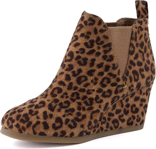 Dunes Zoey - Botines de cuña para mujer, ante vegana suave, diseño fácil de poner, espuma viscoelástica, disponibles en anchos amplios