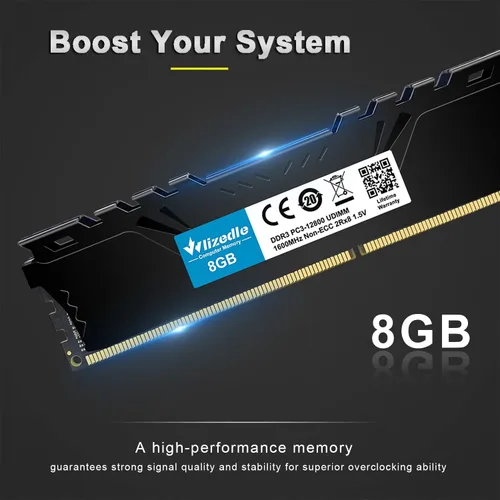 Vista 2 de DDR3 RAM Kit de 16 GB (2 x 8 GB) 1600 MHz CL11 UDIMM, módulo de memoria para computadora de escritorio PC3-12800 de 240 pines 1.5 V 2Rx8 de doble