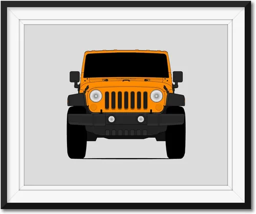 Custom Car Posters Handmade Poster compatible with Jeep Wrangler JK (2007-2018) 3rd Generation Print Wall Art Décor - 8x10 Metallic Print (Unframed)