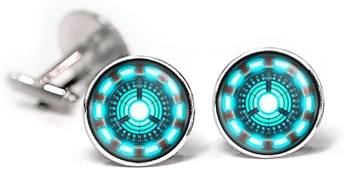 Vista 2 de SharedImagination - Gemelos de Iron Man con diseño de Reactor de Arco, joyería de Vengadores Iron Man, clip de corbata de Reactor de Arco, gemelos