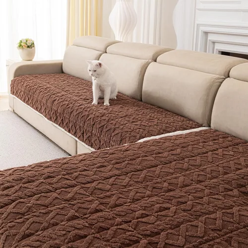 Vista 6 de Funda de sofá modular de felpa para mascotas, 2 fundas de sofá en forma de L para gatos y perros, funda lavable para sofá, protector de muebles