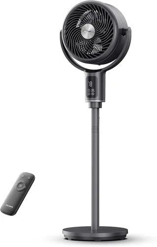 PELONIS AeroFan, Ventilador de pie para dormitorio – Ventilador de pie con control remoto, ventilador oscilante, pantalla LED, 9 velocidades, 20dB,