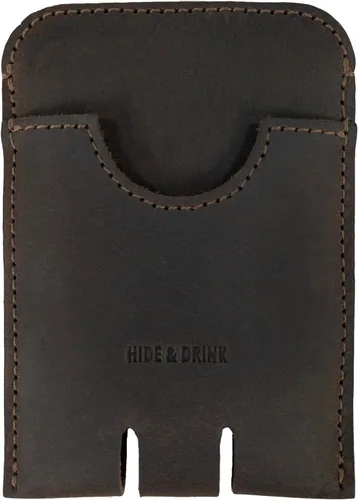 Hide & Drink, Tarjetero de negocios, organizador de efectivo minimalista hecho a mano de cuero de grano completo, Bourbon Marrón, Classic