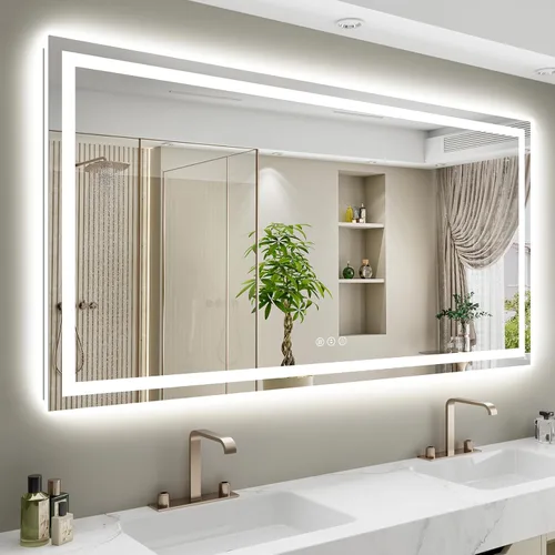 Vista 69 de Espejo de baño LED de 20 x 30 pulgadas con luces delanteras y retroiluminadas, espejo de tocador iluminado para pared de baño con 3