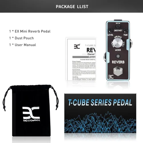Vista 5 de EX Mini Pedal de Reverb Digital y Adaptador de Fuente de Alimentación de Pedal de Guitarra de Punta Negativa 9V 2A