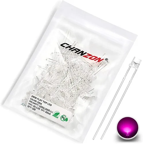 Vista 7 de Chanzon 100 unids 0.118 in blanco LED diodo luces (transparente plano transparente DC 3V 20mA) iluminación brillante lámparas electrónica