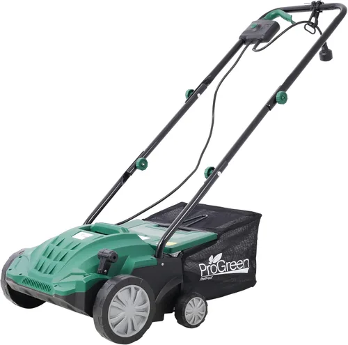 Escarificador 2 en 1 de 13 pulgadas, escarificador eléctrico de 12 amperios, despachador de césped para el cuidado del patio, césped, jardín, bolsa