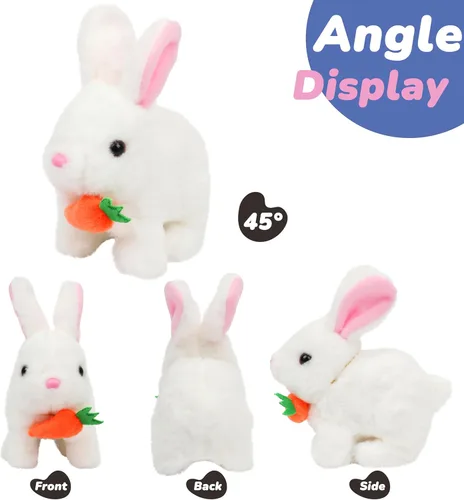 Vista 113 de Hopearl - Juguete de peluche electrónico interactivo de conejo con orejas LED, sonidos y movimientos; camina, se menea e ilumina las orejas, mueve