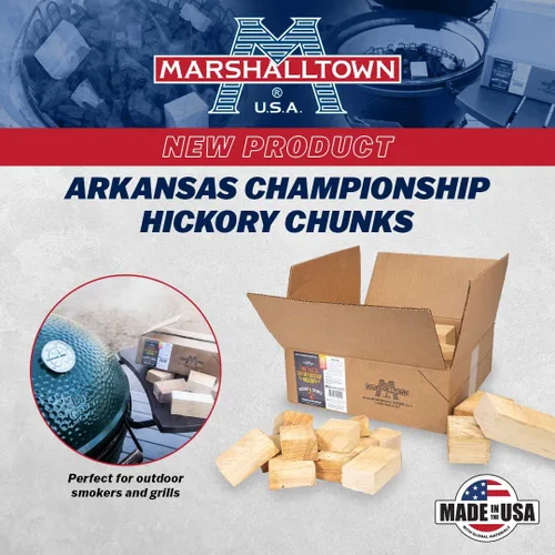Vista 3 de MARSHALLTOWN Arkansas Championship Hickory Chunks, caja de 10 libras de trozos de ahumador de hickory americano genuino, HCKCHNK10