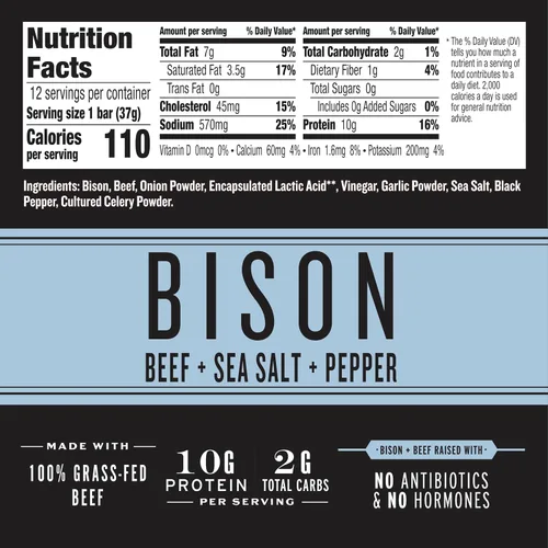 Vista 2 de EPIC Provisions Bison Beef - Barras de sal marina y pimienta, sin gluten