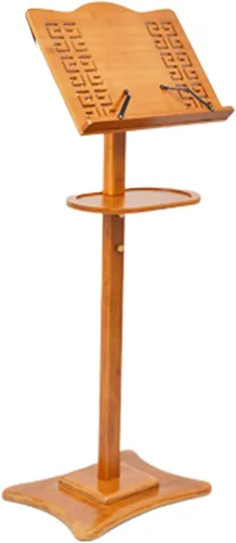 Vista 8 de Buhelyc Soporte de música, soporte de partituras retro ajustable en altura con bandeja, ajuste horizontal de 340°, antideslizante, resistente
