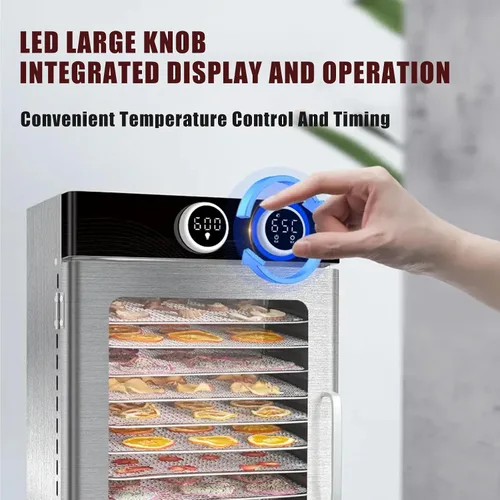 Vista 2 de Deshidratador de alimentos con perilla inteligente de pantalla digital, para carne seca, fruta, carne, hierba, carne de res, champiñones, secadora