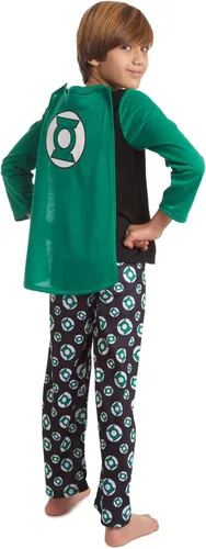 Vista 4 de DC Comics Justice League Green Lantern 3 Piece Pajama Set Shirt Pants Cape