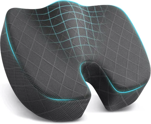 Vista 13 de TushGuard - Cojín para asiento de oficina, silla de ruedas o automóvil, espuma viscoelástica antideslizante, para aliviar el dolor de espalda, Rosa