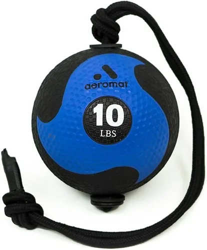 AEROMATS Elite Power Rope - Pelota medicinal para entrenamiento de fuerza central/movimientos de rotación, 10 libras, color negro/azul, 9 pulgadas