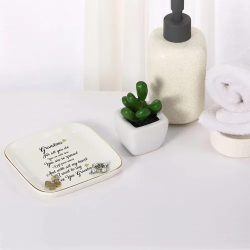 Vista 4 de Scwhousi Bandeja de cerámica para anillos, de joyería, para buenos amigos, mamá, abuela, tía, hermana