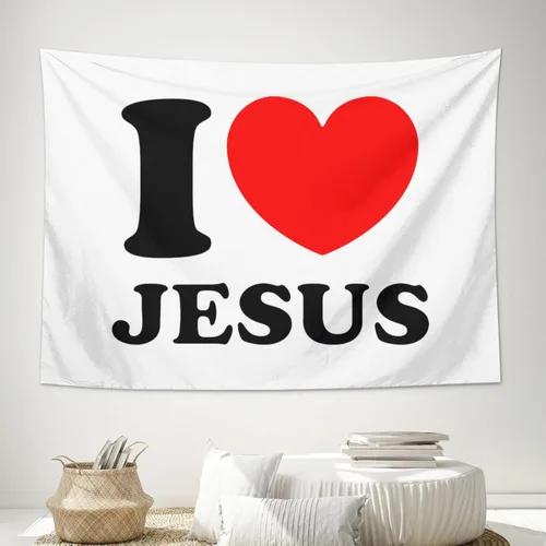 Vista 7 de Conank Tapiz de Jesús, arte de pared de Dios, tapices de Jesús, decoración de lienzo para sala de estar, dormitorio, decoración del hogar, 40 x 24