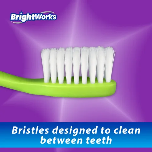Vista 4 de BrightWorks Dazzling Clean Manual Toothbrush (10 Pack), Soft, Bristles Designed to Clean in Between Teeth. Great for Sensitive Teeth or Sensory