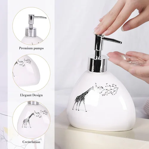 Vista 4 de Juego de accesorios de baño blancos, decoración moderna de baño de encimera, juego de accesorios de baño de lujo de 6 piezas, completo
